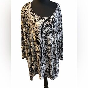 Ruby Rd. Black and White Long Sleeve Top Women’s Size 3X